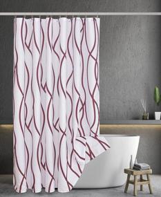 img 2 attached to Удлиненная занавеска для душа из текстурированной ткани бордового цвета с танцующим принтом - 72 "x 72", машинная стирка для ванной комнаты