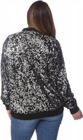 img 3 attached to Sparkling Plus Size Sequin Bomber Jacket For Women - Long Sleeve Zip Up Coat By Anna-Kaci