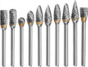 img 4 attached to HQMaster 10Pcs 1/8" Tungsten Carbide Rotary Burr Bits Set - Solid Carbide Carving Drill Grinding Cutter Tools For DIY Woodworking, Metal Polishing & Engraving