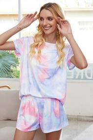 img 2 attached to Starry Night Sleepwear: Trendy Women'S Tie Dye Pajama Set - Crew Neck And Short Sleeves