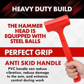 img 1 attached to YIYITOOLS 1LB Dead Blow Hammer- Red, Mallet Machinist Tools Unibody Molded Checkered Grip Spark And Rebound Resistant