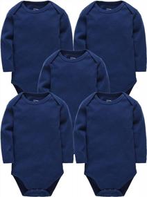 img 4 attached to Soft And Stylish: Kavkas 5-Pack Solid Infant Bodysuits For Baby Boys And Girls