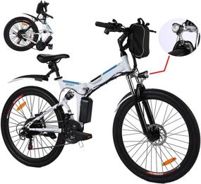 img 3 attached to Складной электрический горный велосипед мощностью 250 Вт для взрослых, литий-ионный аккумулятор емкостью 8 Ач, 21 скоростная передача и 3 режима работы — мощный электровелосипед со скоростью 25 км/ч