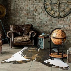 img 1 attached to 🐄 Amearea Large Faux Cowhide Rug, Premium Cow Print Area Rug for Bedroom, Faux Fur Animal Hide Carpet for Living Room, Kid's Bed Room, Dining Western Decor Mat - Dark Brown, 4.6x5.2 Feet