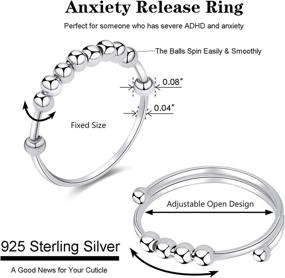 img 3 attached to Anxiety Relief Ring Set for Women: Sterling Silver Bead Spinner Fidget Rings for Women, Dainty Jewelry - Pack of 2