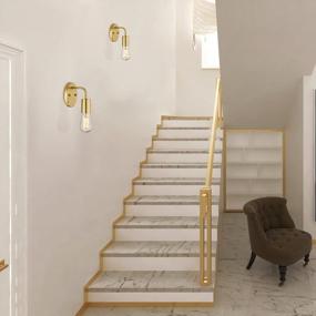 img 1 attached to 2 Pack Zeyu Gold Finish Vintage Vanity Wall Sconces - Indoor Hallway Bedroom Bathroom Lights (ZG43B-2PK BG)