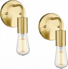img 4 attached to 2 Pack Zeyu Gold Finish Vintage Vanity Wall Sconces - Indoor Hallway Bedroom Bathroom Lights (ZG43B-2PK BG)