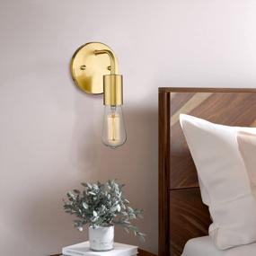 img 2 attached to 2 Pack Zeyu Gold Finish Vintage Vanity Wall Sconces - Indoor Hallway Bedroom Bathroom Lights (ZG43B-2PK BG)