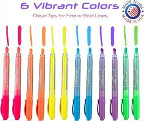 img 3 attached to 24-Pack Chisel Tip Highlighters - Made In USA, Bright & Transparent Colors, Non Toxic & Low Odor – Perfect For Office, School & Household Needs!