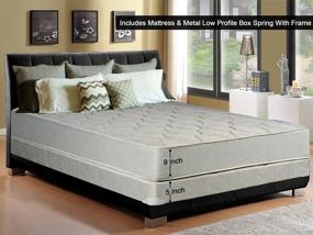 img 3 attached to Queen Size Greaton Innerspring Mattress With Gentle Firm Tight Top, Equipped With 4-Inch Low Profile Metal Box Spring/Foundation Set And Frame