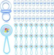 🍼 clear blue acrylic baby pacifiers & mini rattle set: perfect baby shower favors & decorative interactive toys логотип