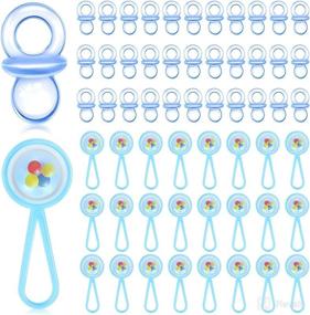 img 4 attached to 🍼 Clear Blue Acrylic Baby Pacifiers & Mini Rattle Set: Perfect Baby Shower Favors & Decorative Interactive Toys