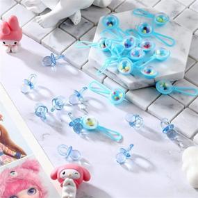 img 1 attached to 🍼 Clear Blue Acrylic Baby Pacifiers & Mini Rattle Set: Perfect Baby Shower Favors & Decorative Interactive Toys