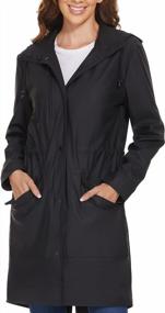 img 4 attached to Women'S Waterproof Rain Jacket - Long Windbreaker Lined Raincoat With Hood For Outdoor Trench.