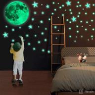 🌟 luminous glow in the dark stars and moon wall stickers set - realistic 3d full moon and starry sky decor for baby room, kid bedroom, toddler nursery - ideal for party, ceiling, 333 stars, 1 moon логотип