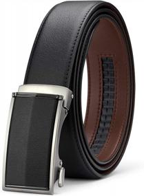 img 4 attached to Men'S Leather Ratchet Dress Belt With Automatic Buckle - Trim To Fit