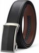 men's leather ratchet dress belt with automatic buckle - trim to fit logo
