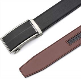 img 2 attached to Men'S Leather Ratchet Dress Belt With Automatic Buckle - Trim To Fit