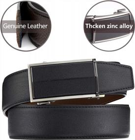 img 3 attached to Men'S Leather Ratchet Dress Belt With Automatic Buckle - Trim To Fit