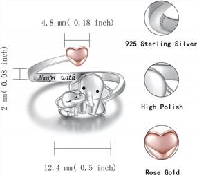 img 1 attached to Mom Daughter Elephant Ring 925 Sterling Silver Adjustable Love Heart Finger Rings Pendant For Women Wife Mom Nana Daughter Jewelry Gift