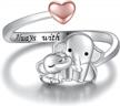 mom daughter elephant ring 925 sterling silver adjustable love heart finger rings pendant for women wife mom nana daughter jewelry gift logo