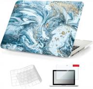 macbook pro 13" a1502/a1425 2015-2026 case hard shell protective cover with keyboard skin, watercolor white quicksand screen protector - se7enline compatible logo