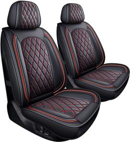 img 4 attached to 🚗 2pcs Front Seat Covers, MIROZO Breathable Vehicle Cushion Covers, Universal Fit for Sedans, Trucks, and SUVs - Sentra, Altima, Maxima, Xterra, Sportage, NIRO, Optima, Forte, Soul, Rio (Black and Red)