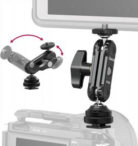 img 4 attached to Rotatable Dual Ballhead Hot Shoe Mount Microphone Fill Light Camera Monitor Swivel Bracket R098 For Sony Canon Nikon Panasonic Fujifilm With 1/4" Cold Shoe Monitor Mount
