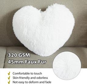 img 1 attached to LIFEREVO Plush Heart Throw Pillow,Valentines Day Gifts Faux Fur Heart Pillow,Kids' Throw Pillows Decorative Cute Soft Cushion For Living Room/Bed Room/Dining Room/Office And Sofa/Cars/Chairs,White