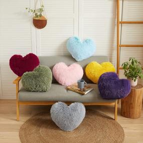 img 2 attached to LIFEREVO Plush Heart Throw Pillow,Valentines Day Gifts Faux Fur Heart Pillow,Kids' Throw Pillows Decorative Cute Soft Cushion For Living Room/Bed Room/Dining Room/Office And Sofa/Cars/Chairs,White