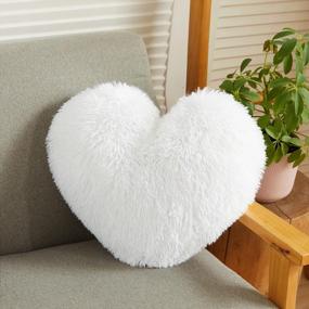 img 4 attached to LIFEREVO Plush Heart Throw Pillow,Valentines Day Gifts Faux Fur Heart Pillow,Kids' Throw Pillows Decorative Cute Soft Cushion For Living Room/Bed Room/Dining Room/Office And Sofa/Cars/Chairs,White