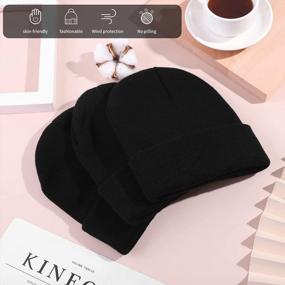img 1 attached to 3 Pack Unisex Winter Beanie Hats: Skull Cap Knitted Cuff Caps W/ Roll-Up Edge For Men & Women Outdoors