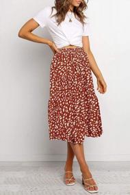 img 3 attached to MEROKEETY Women'S Boho Leopard Print Skirt Pleated A-Line Swing Midi Skirts