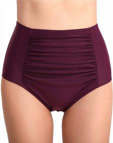 img 4 attached to Women'S High/Low Waisted Tummy Control Bikini Bottoms & Skirt Swimsuits