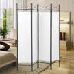 sandinrayli steel room divider screen - enhance your privacy with 4-panel folding partition in espresso (white) logo