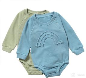 img 3 attached to 🌈 Cozy Baby Girl Boy Crewneck Romper Sweatshirt, Long Sleeve Rainbow Pullover Sweater Top for Warm Fall Winter Outfits