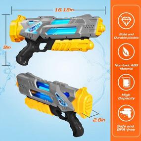 img 2 attached to Summer Fun Squirt Guns: Super Water Blaster 2 Pack емкостью 1200 мл - идеальный подарок для детей и взрослых для игр с водой на открытом воздухе на пляже, в бассейне или на песке