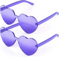 cute and trendy heart-shaped rimless sunglasses in transparent candy colors for a fun and fashionable look! logo