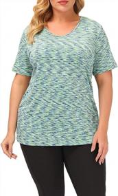 img 4 attached to Loose Fit Short Sleeve Yoga Tops For Plus Size Women - Perfect For Workouts And Summer