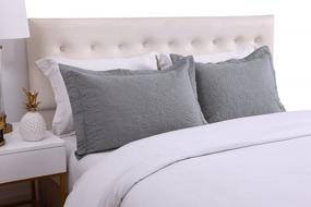 img 3 attached to Upgrade Your Bedding With MarCielo'S King Size 2-Piece Embroidered Pillow Shams In Grey