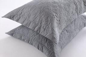 img 2 attached to Upgrade Your Bedding With MarCielo'S King Size 2-Piece Embroidered Pillow Shams In Grey