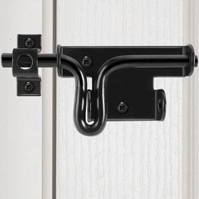 img 4 attached to Heavy Duty Fence Slide Bolt Latch Lock For Outdoor Doors, Vinyl Gates And Wooden Sheds - Black Barrel Padlock Hole Gate Latches Hardware