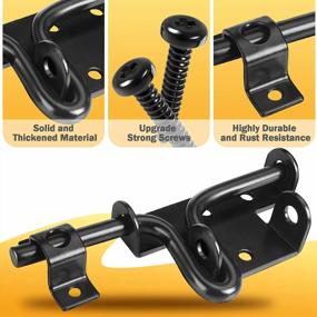 img 3 attached to Heavy Duty Fence Slide Bolt Latch Lock For Outdoor Doors, Vinyl Gates And Wooden Sheds - Black Barrel Padlock Hole Gate Latches Hardware