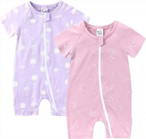 img 4 attached to Feidoog 2PCS Baby Boys And Girls' Summer Short Sleeve One-Piece Romper Cute Cartoon Zipper Jumpsuit Outfits