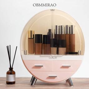 img 3 attached to 🎀 OBMMIRAO Elegant Dustproof Makeup Storage Organizer Box for Countertop, Waterproof Medium Cosmetics Organizer with Drawers - Ideal for Skincare, Cosmetics Display Cases in Bathroom, Dresser, Bedroom