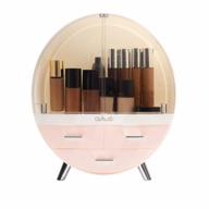 🎀 obmmirao elegant dustproof makeup storage organizer box for countertop, waterproof medium cosmetics organizer with drawers - ideal for skincare, cosmetics display cases in bathroom, dresser, bedroom logo