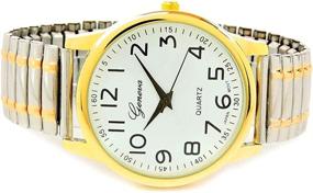 img 3 attached to Easy-to-Read 2Tone Large Face Stretch Band Watch - Style & Accessibility Combined