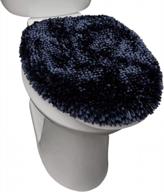 luxury plush chenille shag toilet lid cover - sohome spa step ultra soft & machine washable 18.5"x19.6" blue logo