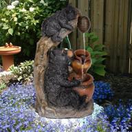 resin black bear garden water fountain - outdoor feature for patio, yard, deck, lawn, and balcony relaxation logo