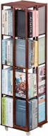 bamboo 360 rotating bookshelf with wheels - freestanding 5 tier rolling bookcase for home, office, and living room storage organization logo